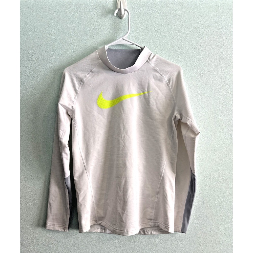 Nike fleece lined mock neck long sleeve compression Football White Youth Boys XL
